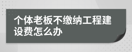 个体老板不缴纳工程建设费怎么办