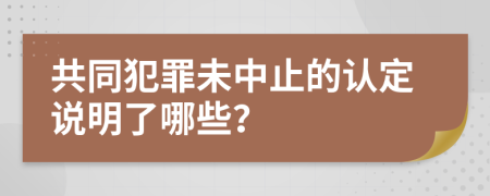 共同犯罪未中止的认定说明了哪些？