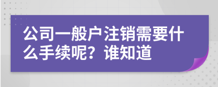 公司一般户注销需要什么手续呢？谁知道