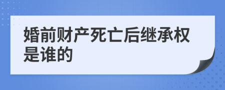 婚前财产死亡后继承权是谁的