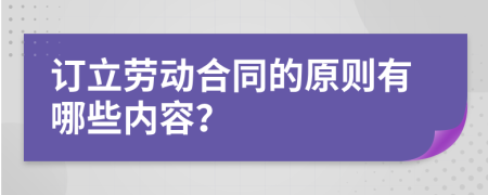 订立劳动合同的原则有哪些内容？