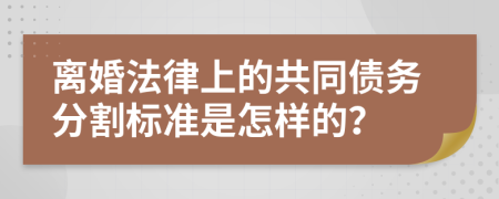 离婚法律上的共同债务分割标准是怎样的？