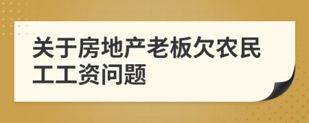 关于房地产老板欠农民工工资问题