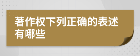 著作权下列正确的表述有哪些