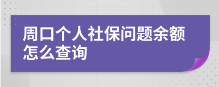 周口个人社保问题余额怎么查询