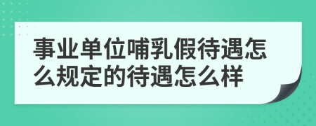 事业单位哺乳假待遇怎么规定的待遇怎么样