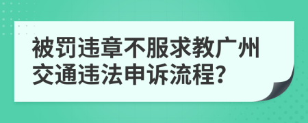 被罚违章不服求教广州交通违法申诉流程？