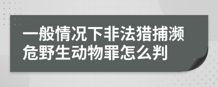 一般情况下非法猎捕濒危野生动物罪怎么判