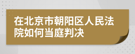 在北京市朝阳区人民法院如何当庭判决