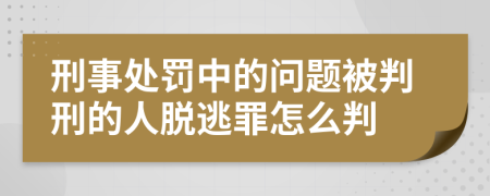 刑事处罚中的问题被判刑的人脱逃罪怎么判