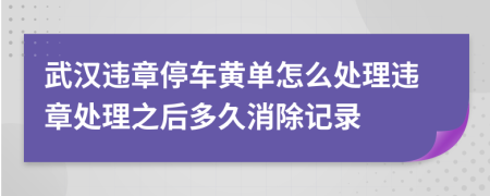 武汉违章停车黄单怎么处理违章处理之后多久消除记录