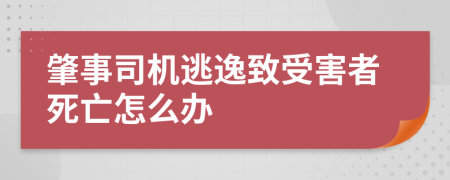 肇事司机逃逸致受害者死亡怎么办