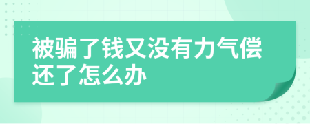 被骗了钱又没有力气偿还了怎么办