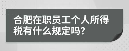 合肥在职员工个人所得税有什么规定吗？