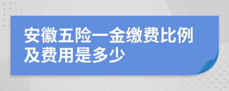 安徽五险一金缴费比例及费用是多少