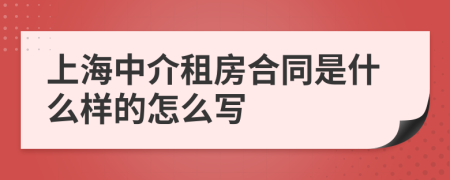 上海中介租房合同是什么样的怎么写
