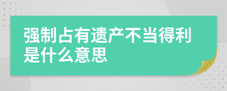 强制占有遗产不当得利是什么意思