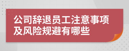 公司辞退员工注意事项及风险规避有哪些