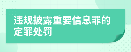 违规披露重要信息罪的定罪处罚