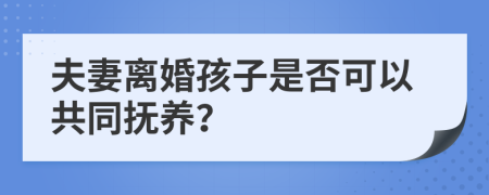 夫妻离婚孩子是否可以共同抚养？