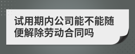 试用期内公司能不能随便解除劳动合同吗