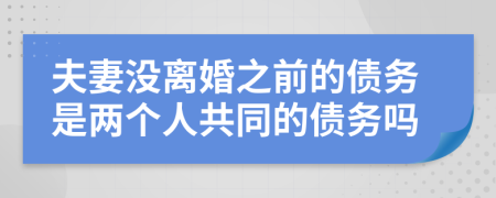 夫妻没离婚之前的债务是两个人共同的债务吗