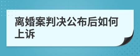 离婚案判决公布后如何上诉