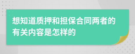 想知道质押和担保合同两者的有关内容是怎样的