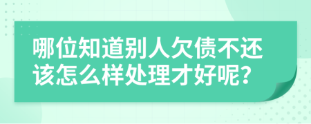 哪位知道别人欠债不还该怎么样处理才好呢？