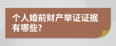 个人婚前财产举证证据有哪些？