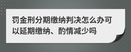 罚金刑分期缴纳判决怎么办可以延期缴纳、酌情减少吗