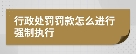 行政处罚罚款怎么进行强制执行