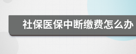 社保医保中断缴费怎么办