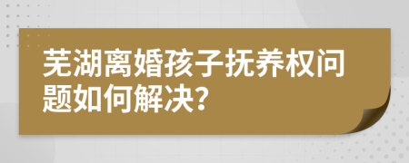 芜湖离婚孩子抚养权问题如何解决？