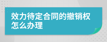 效力待定合同的撤销权怎么办理