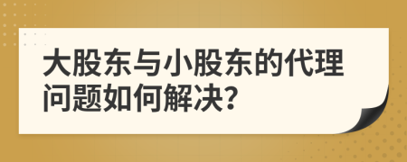 大股东与小股东的代理问题如何解决？