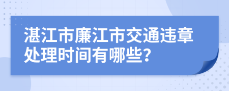 湛江市廉江市交通违章处理时间有哪些？