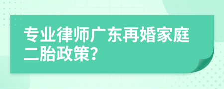 专业律师广东再婚家庭二胎政策？