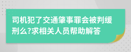 司机犯了交通肇事罪会被判缓刑么?求相关人员帮助解答