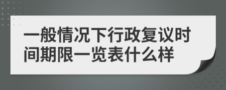 一般情况下行政复议时间期限一览表什么样