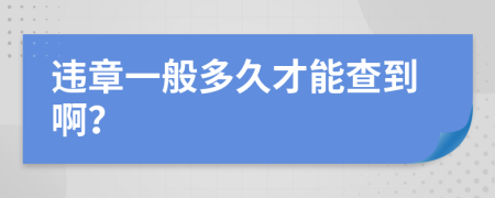 违章一般多久才能查到啊？