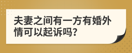 夫妻之间有一方有婚外情可以起诉吗？