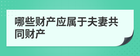 哪些财产应属于夫妻共同财产