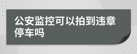 公安监控可以拍到违章停车吗