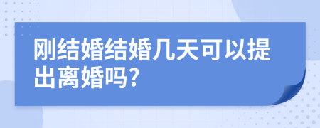 刚结婚结婚几天可以提出离婚吗?