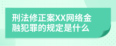 刑法修正案XX网络金融犯罪的规定是什么