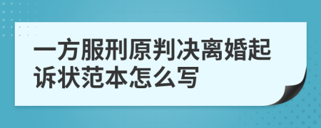 一方服刑原判决离婚起诉状范本怎么写