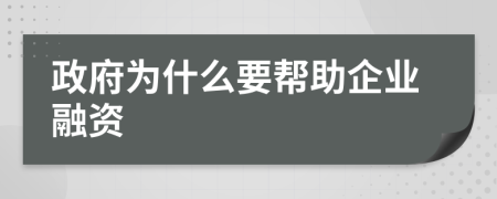 政府为什么要帮助企业融资