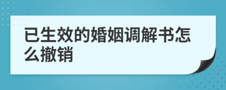 已生效的婚姻调解书怎么撤销