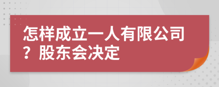 怎样成立一人有限公司？股东会决定